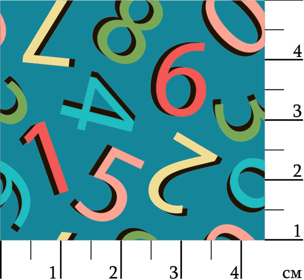 Ткань для пэчворка Peppy Грамотейка, отрез 50х55 см, 146 г/м², ГР-08 цифры синий, Peppy