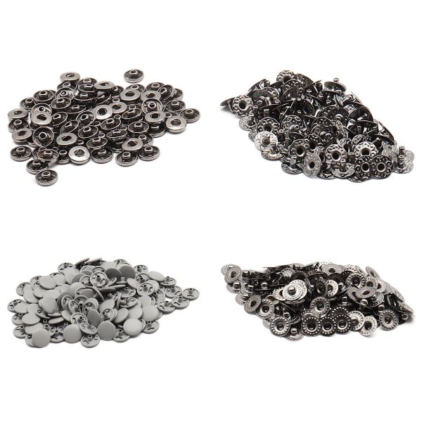 Кнопка Альфа (S-образная) ⌀10.0 мм, ≈144 шт, МЕТАЛЛ, эмаль, 523 св.серый матовый + отв.части чер.никель, ВТ-2, NEW STAR