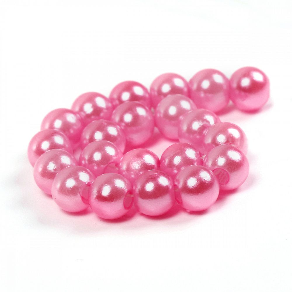 Бусины пластик (перламутр) ⌀6 мм, цв.096 яр.розовый, уп.500г (4838 шт), Magic4Hobby