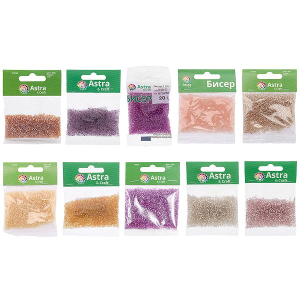 Набор бисера 11/0 ассорти №11 в тубе, 10 цветов, Astra&Craft