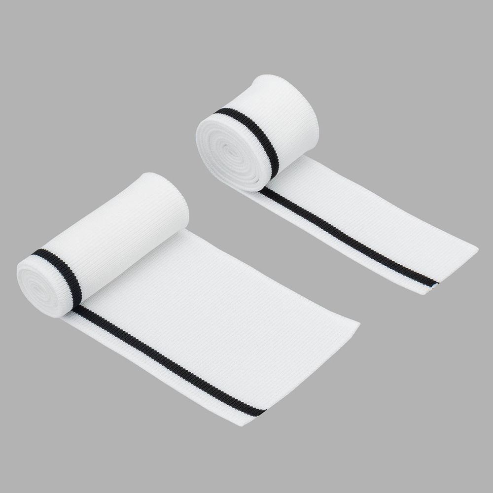 Воротник трикотажный с манжетами (комплект): воротник 7х40 см, 2 подвяза на рукава 3х40 см, 100% полиэстер, белый с черным, CL-054