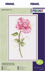 Набор для вышивания нитками Panna, Акварельная роза, 18,5х28,5 см