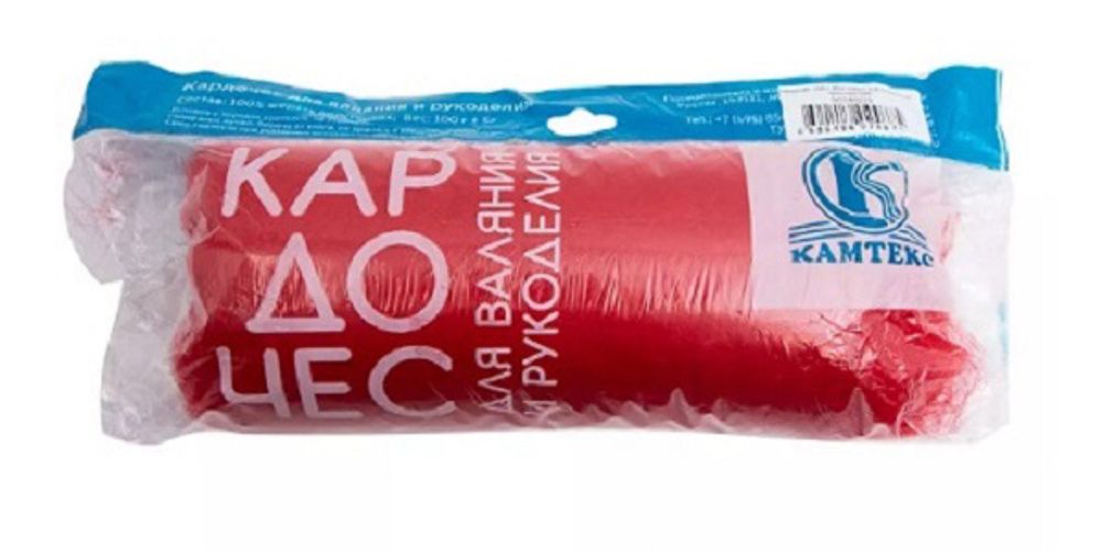 Шерсть для валяния Камтекс Кардочес Mini п/тонкая 1х100 г, (26-28 мкр), 046 красный