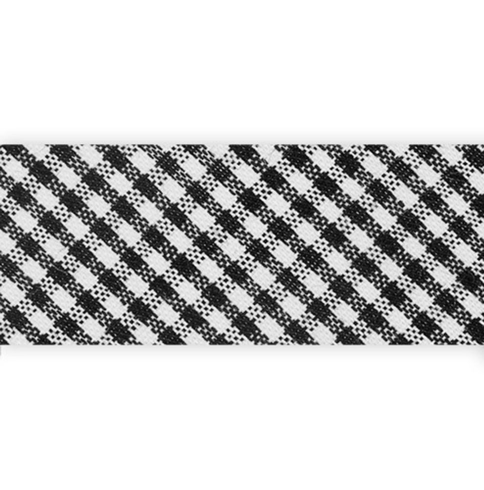 Косая бейка хлопковая 20 мм / 25 метров, 113C черный/клетка, Gamma GBF-20