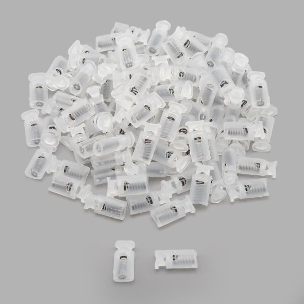 Фиксатор (зажим) для шнура пластик 1 отв., ⌀4.5 мм, 19х9 мм, цилиндр, ПП, прозрачный, 100 шт