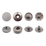 Кнопка Альфа (S-образная) ⌀10.0 мм, ≈1440 шт, МЕТАЛЛ, эмаль, 523 св.серый матовый + отв.части чер.никель, ВТ-2, NEW STAR