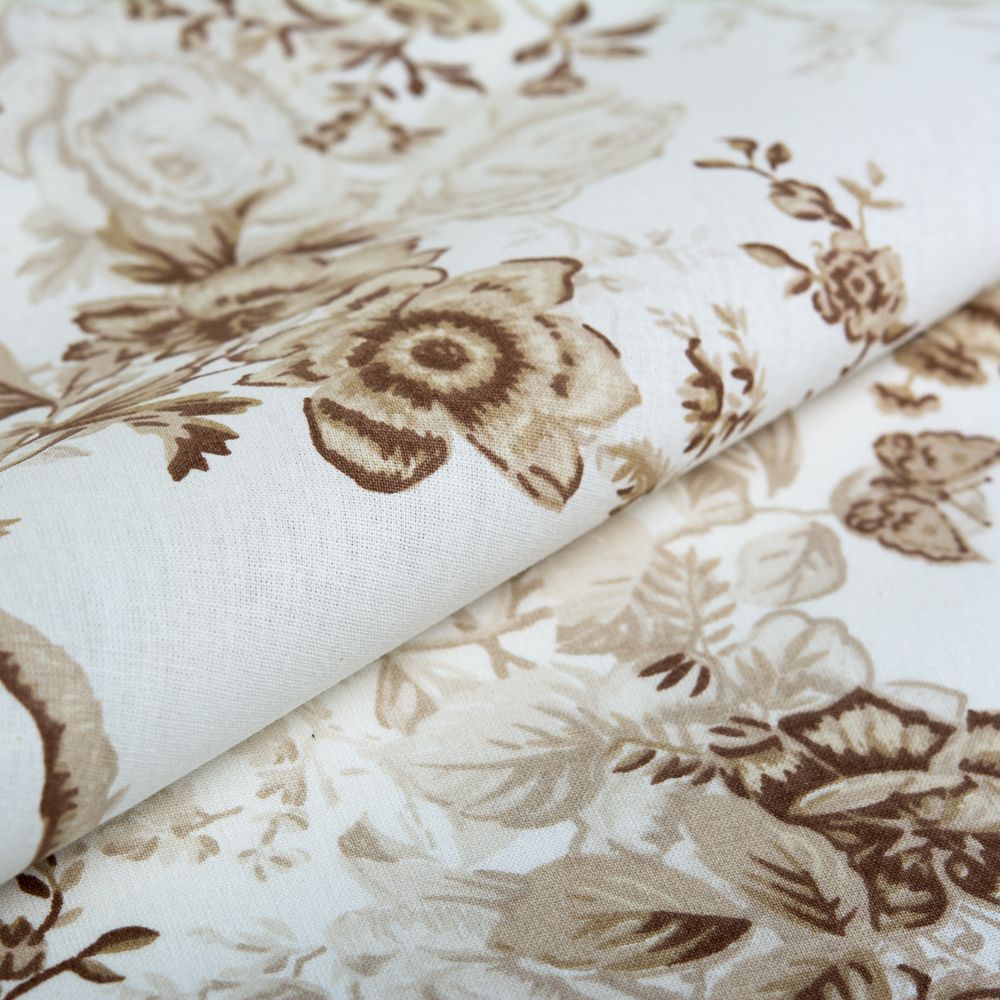 Ранфорс Розы моно 130 г/м², 100% х/б, 240 см, в нарезке, цв. бежевый, 3 метра /TOS/