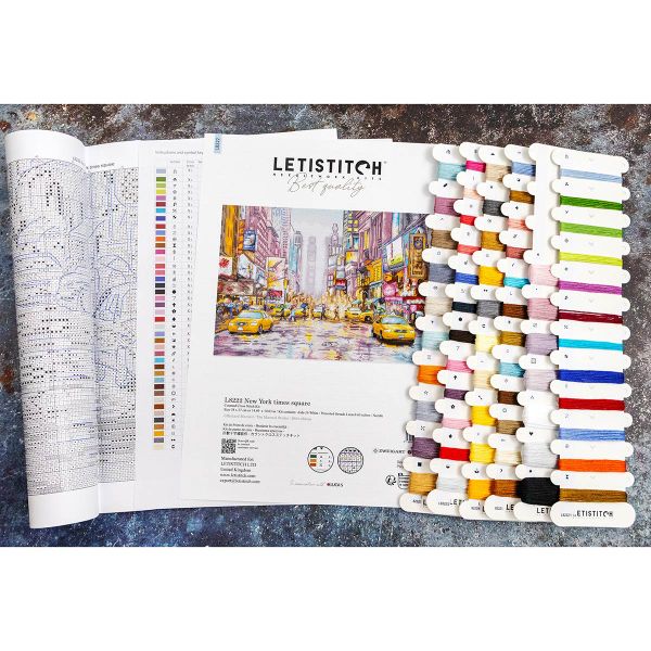 Набор для вышивания нитками LetiStitch L8222, Нью-Йорк, Таймс-сквер 38х27см