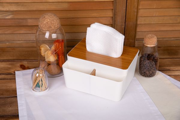 Салфетница 14.5х18х9 см, пластик дерево, №01 белый, Stilerra PFH-043