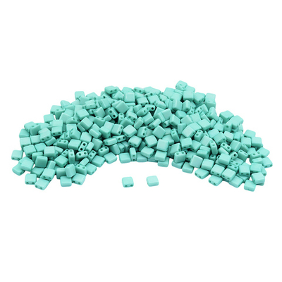 Бусины пластик 6х6х3 мм, 50 г, с двойным отверстием, плоский квадрат, 2 мятный, Astra&Craft 7429