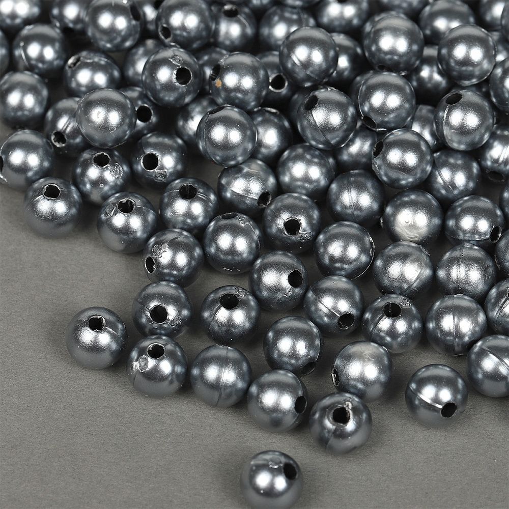 Бусины пластик (перламутр) ⌀8 мм, 500 г, 029 серый (≈2130 шт), Magic4Hobby