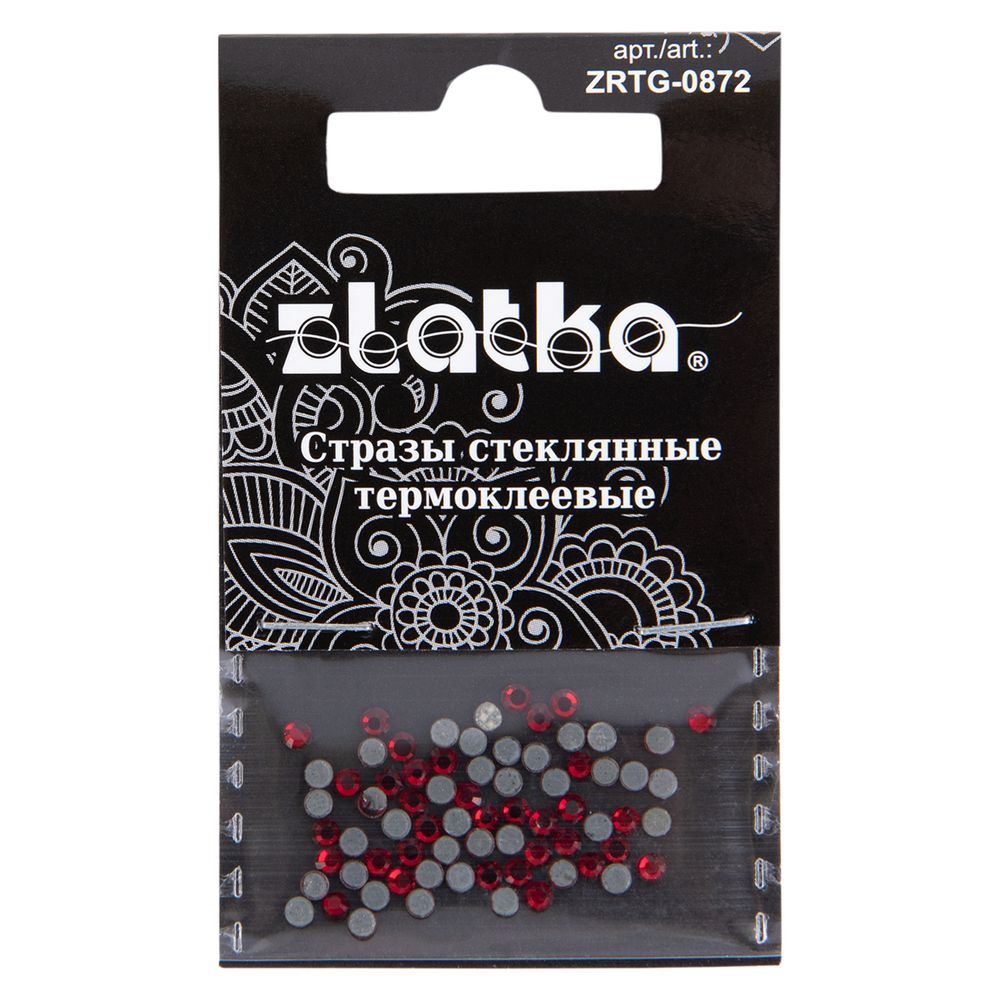 Стразы клеевые стекло 2.4 мм, 360 шт, SS08 №19 красный (Siam), Zlatka ZRTG-0872