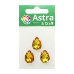 Хрустальные стразы в цапах формы капля, желтый 13х18 мм, 3 шт., АЦ004НН1318