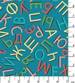 Ткань для пэчворка Peppy Грамотейка, рулон 112 см / 5 метров, ГР-05 алфавит синий, Peppy