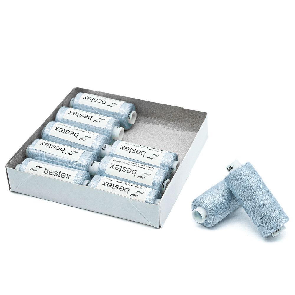 Нитки швейные бытовые Bestex 40/2, 365 м (400 ярд) / 10 кат., 085 голубой лед