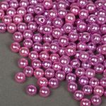 Бусины пластик (перламутр) ⌀6 мм, цв. 093 т.сиреневый, 50 гр. (483 шт), Magic4Hobby