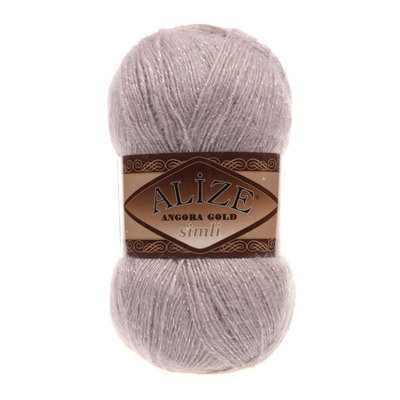 Пряжа Alize (Ализе) Angora Gold Simli / уп.5 мот. по 100 г, 500м, 163 серая роза A