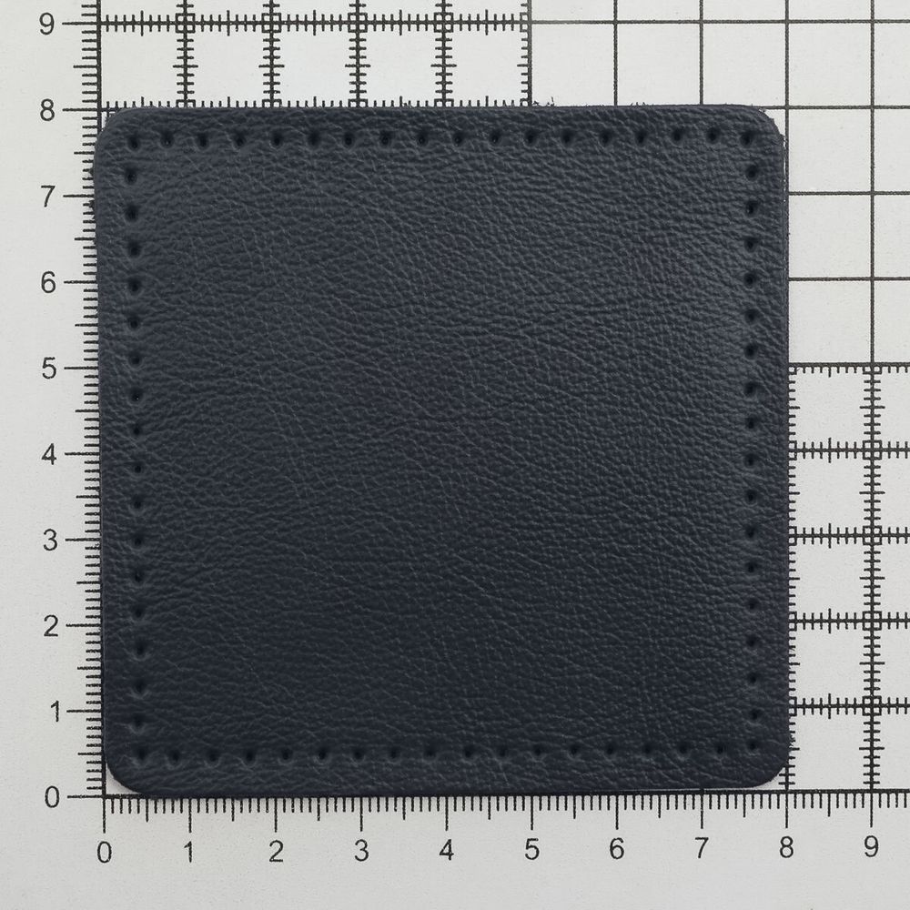 Заплатки пришивные из кожи, квадрат 8см с перфорацией, 2 шт, 100% кожа, 05 темно-синий, 9122