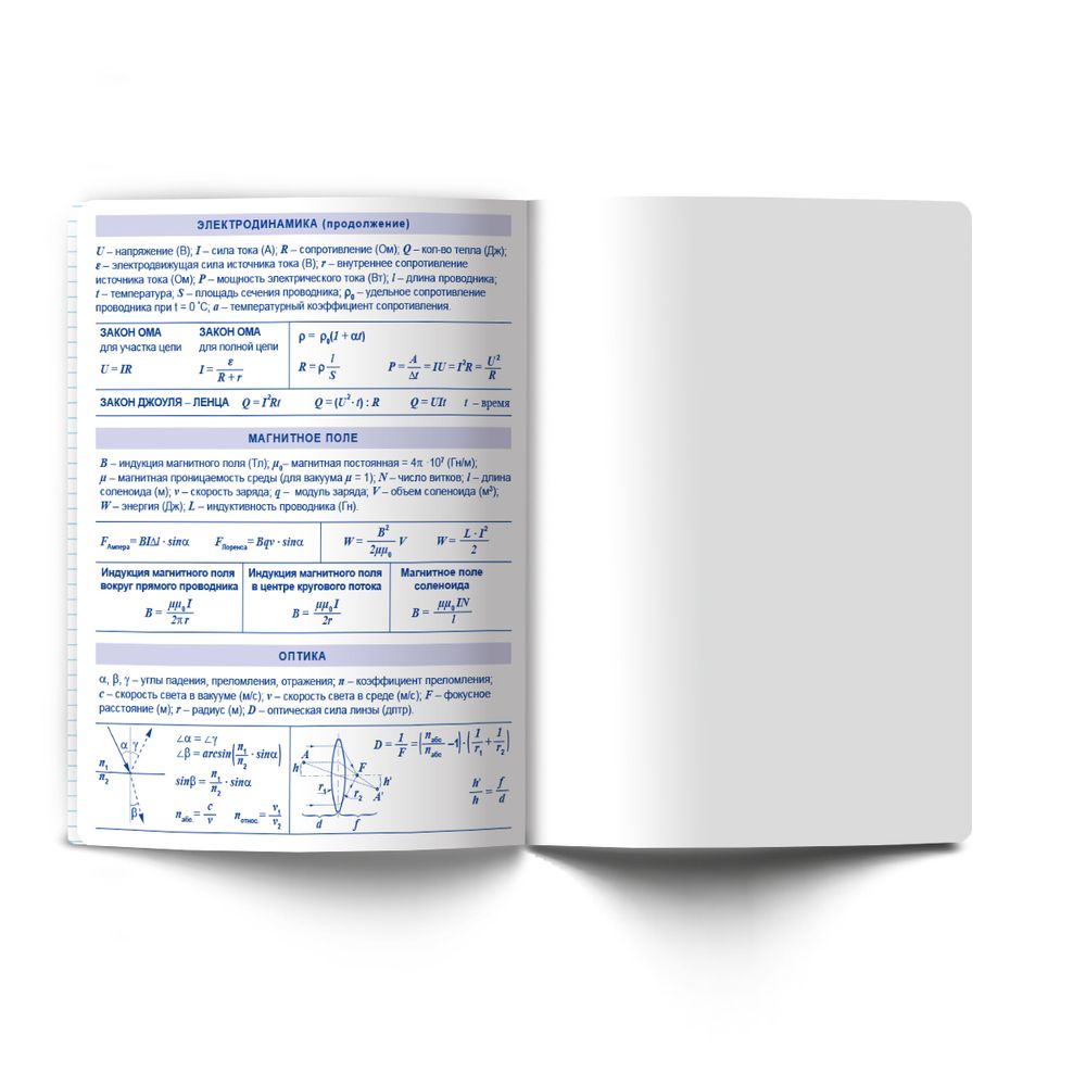 Тетрадь со справ.материал. Яркость по расписанию с запечат. пластик.обл. 320мкм, A5 48 л. на скобе 65 г/м², белизна 100% 10 шт, клетка, 01865 Яркость по расписанию Физика, Светоч Т288