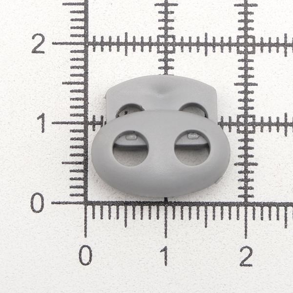 Фиксатор (зажим) для шнура пластик 2 отв., ⌀4.0 мм, 14х17 мм, овал малый ПП, св.серый, 100 шт