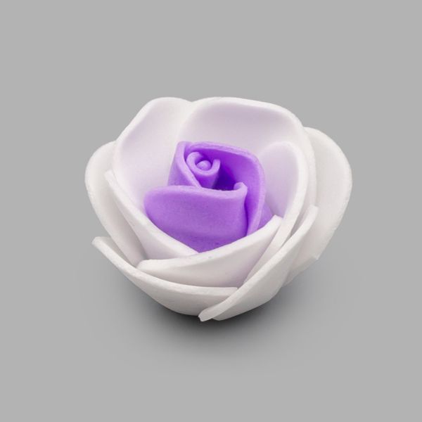 Цветочек Розочка из фоамирана 3 8мм, упак(8 шт), цв. белый/сиреневый, 25158