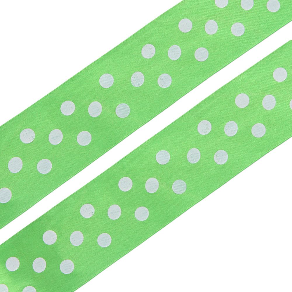 Лента атласная в горошек 45.0 мм / 3 метра, зеленый, Globus