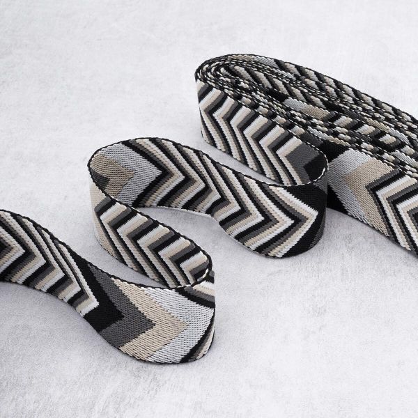 Стропа (ременная лента) 38 мм / 3 метра, [40 г/пог.м], с принтом 2-сторонняя, D139 серый/черный, 3Al354