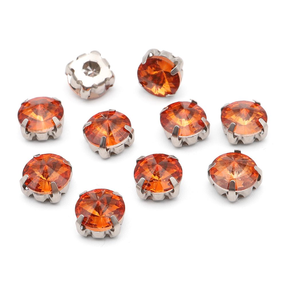 Хрустальные стразы в цапах круглой формы, рыжий 8 мм, 10 шт. Astra&Craft, РЦ006НН8