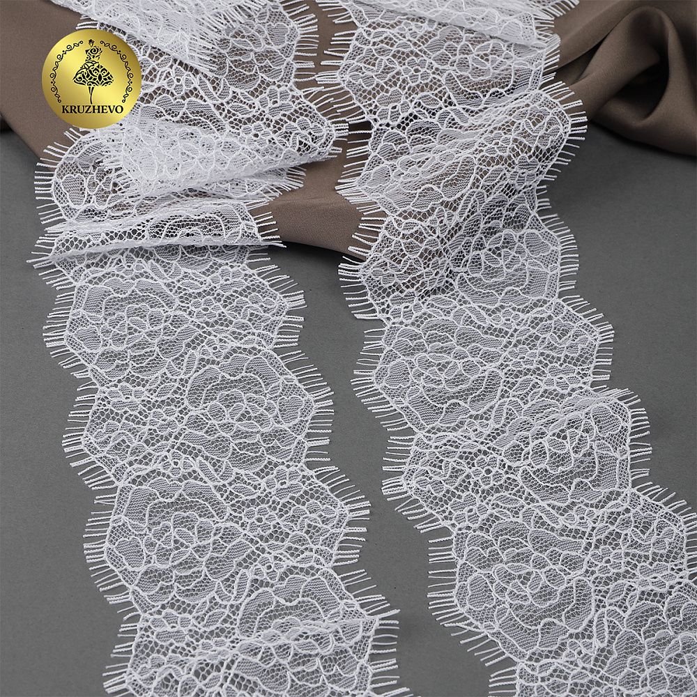 Кружево шантильи (реснички) 80 мм, цв.1 белый, 3 метра, Kruzhevo