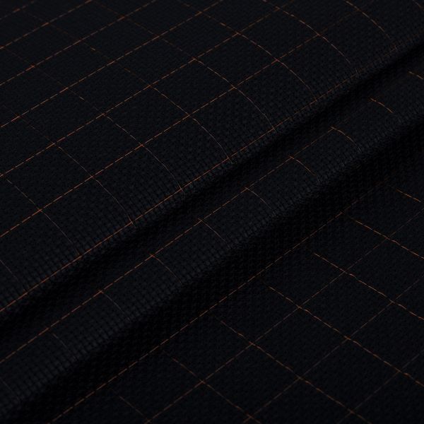 Канва Aida 14 ct, 150х100 см, 92% хлопок, 8% терилен, черный в клетку, Gamma K04R