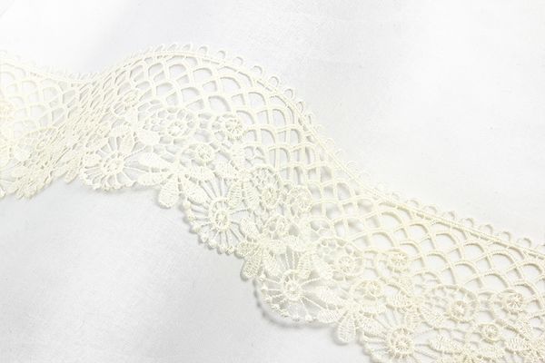 Кружево гипюр (плетёное) 88 мм / 10 м, кремовый, Gamma GGM-8801