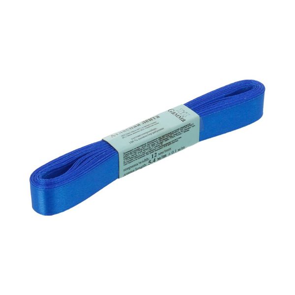 Лента атласная 1-сторонняя 12.0 мм / 10 шт по 5.4 метра, №040 синий, Gamma AL-12P