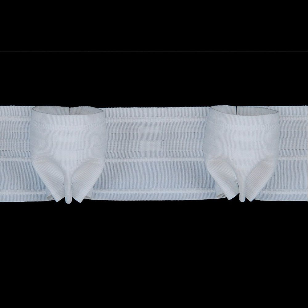 Лента (тесьма) шторная: сборка рюмочная (1:2.5) 60 мм / 10 метров, (1 ряд петель, 3 шнура), белый ТУ, (C678)