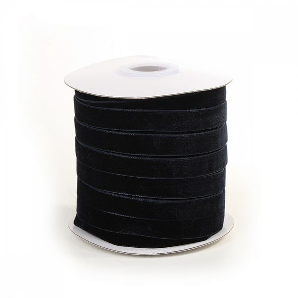 Лента бархатная (тесьма) 10.0 мм / 22.86±1 метров, арт.10VR54 нейлон цв.т.синий