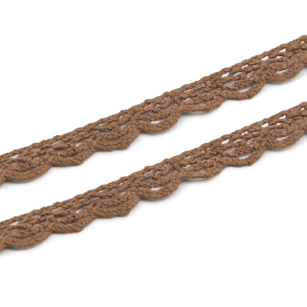 Кружево вязаное (тесьма) хлопковое 10 мм / 9.14 метров, C092 коричневый