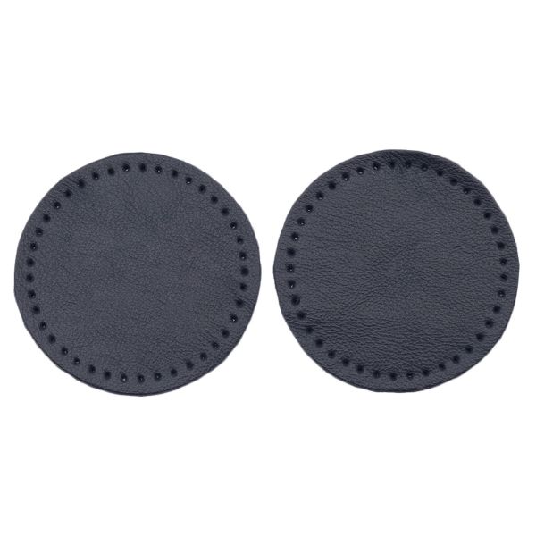 Заплатки пришивные из кожи, круг ⌀6см с перфорацией, 2 шт, 100% кожа, 05 темно-синий, 9111