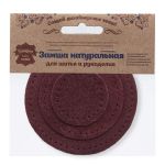 Набор заплаток пришивных из замши, круг ⌀4см, 6см и 8см, с перфорацией, 3 шт, 100% кожа (31 бордовый), 59401
