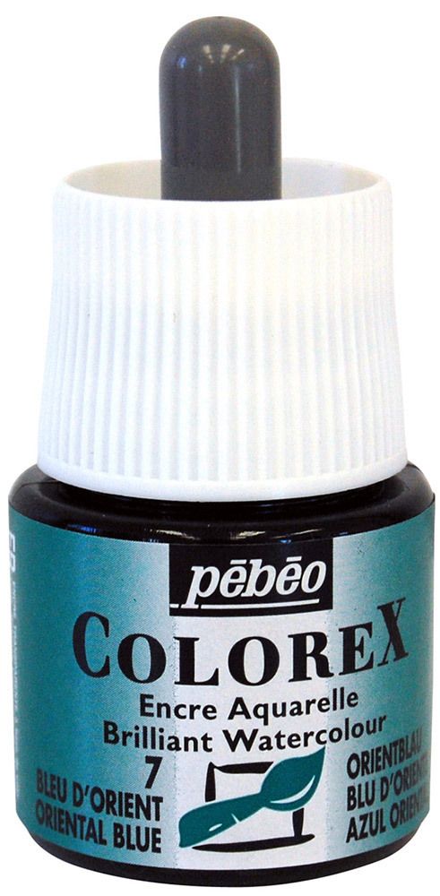 Краска акварель акварельные чернила Colorex 45 мл, 341-007 синий восточный, Pebeo