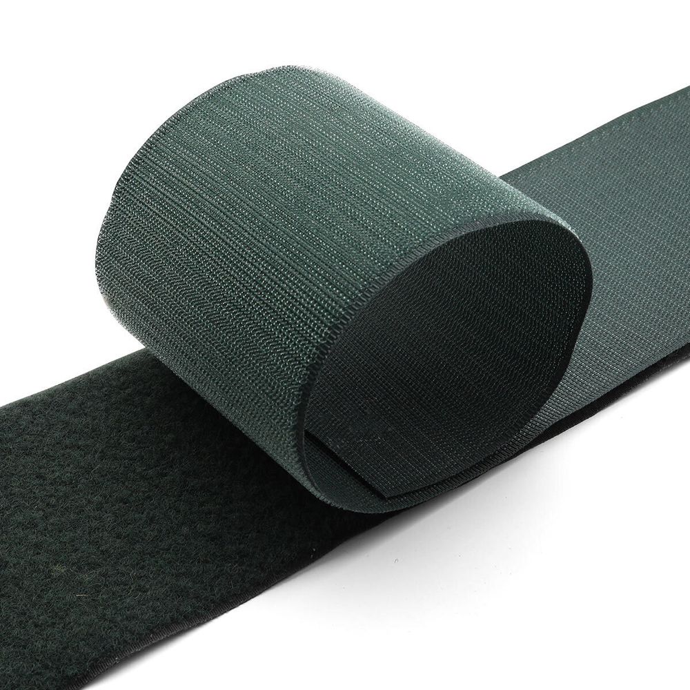 Лента контактная липучка (велкро) пришивная уп. 100 мм / 25 метров, т.зеленый, С3819, ПАРА (крючок+петля), качество "B"