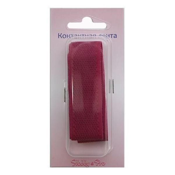 Лента контактная липучка (велкро) пришивная фасовка 20 мм / 25 см, 40 фуксия, /пара/, Hobby&Pro, кач.