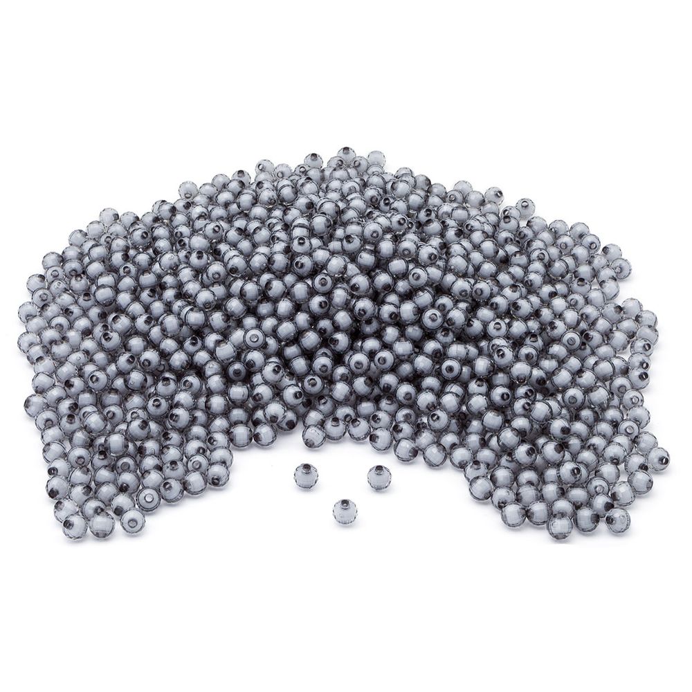 Бусины акрил ⌀10 мм, 500 г, цвет. с белой сердц., круглые часто гран., 59 серый, Astra&Craft LY-163