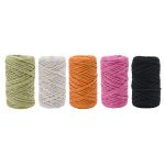 Шпагат джутовый ⌀1.4 мм / 50 метров (50 г), 2-ниточный, 1200 текс, евробобина, 5 шт, ассорти 2 (черный, оранжевый, розовый, оливковый, белый)
