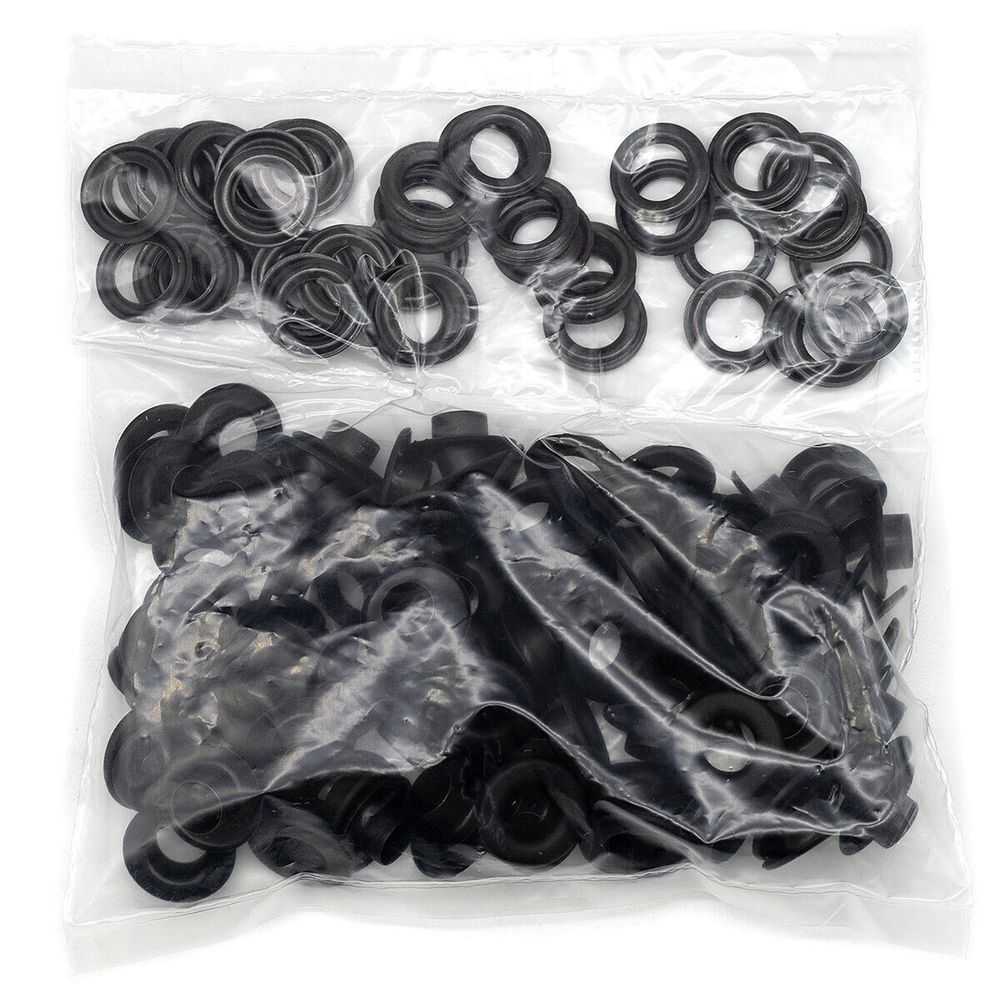 Люверсы металл ⌀_9.2 мм (внутр.), №24, h6.32 мм (внутр.), цв. черная резина, New Star, ≈100 шт