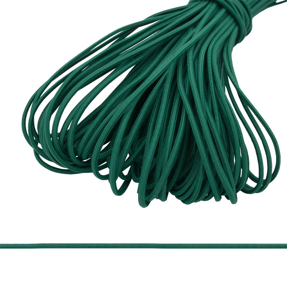 Резинка шляпная (шнур эластичный) 3.0 мм / 30 метров, т.зеленый