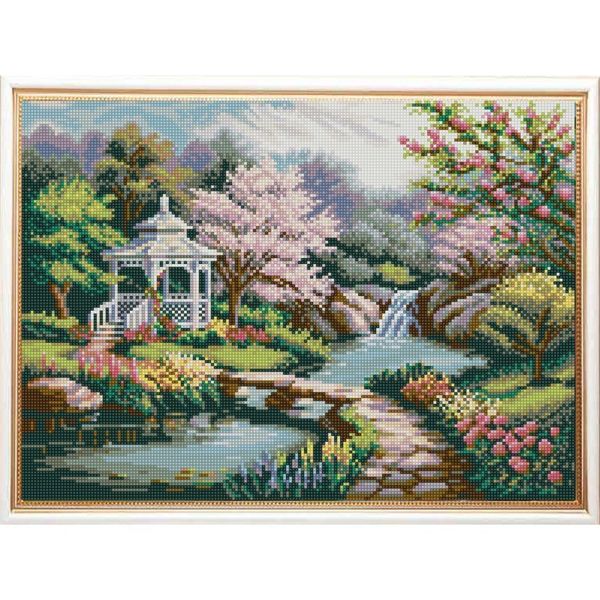 Рисунок для вышивания бисером Конек, 1239 Беседка в саду 29х39 см