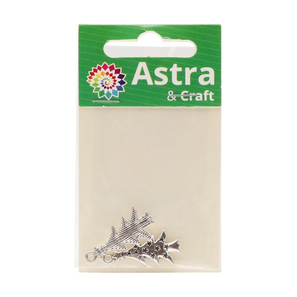 Подвеска металлическая Елочка со звездочками, 2 шт/упак, Astra&Craft