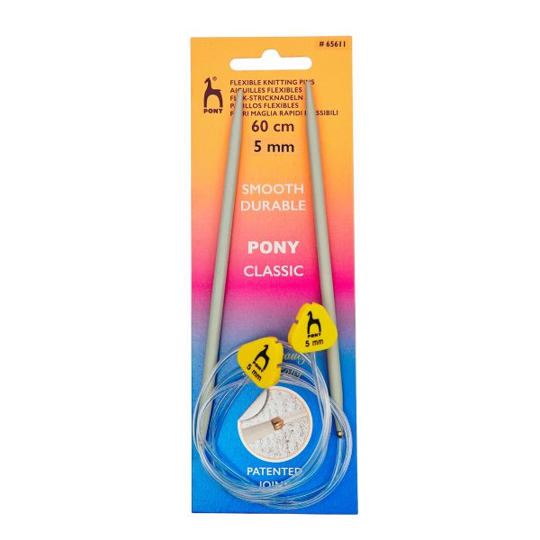 Спицы гибкие с фиксатором Pony Classic flexible ⌀5.0 мм, 60 см, алюминий, 65611