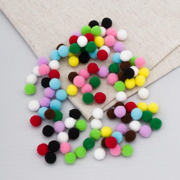 Помпоны для творчества Ассорти10 мм, 10 цветов, 100 шт, Astra&Craft