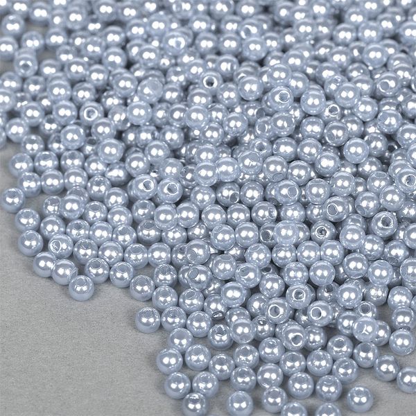 Бусины пластик (перламутр) ⌀4 мм, цв.A26 голубой, уп.500г (15000 шт), Magic4Hobby