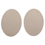Заплатки пришивные из кожи, овал 8х10,9см с перфорацией, 2 шт, 100% кожа, 06 бежевый, 9124